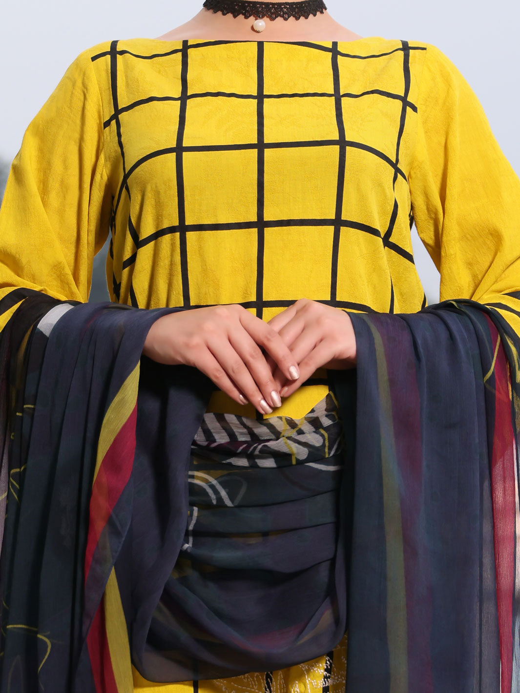 Yellow Jacquard 3 Piece Stitched - ALP-3PS-1035/S