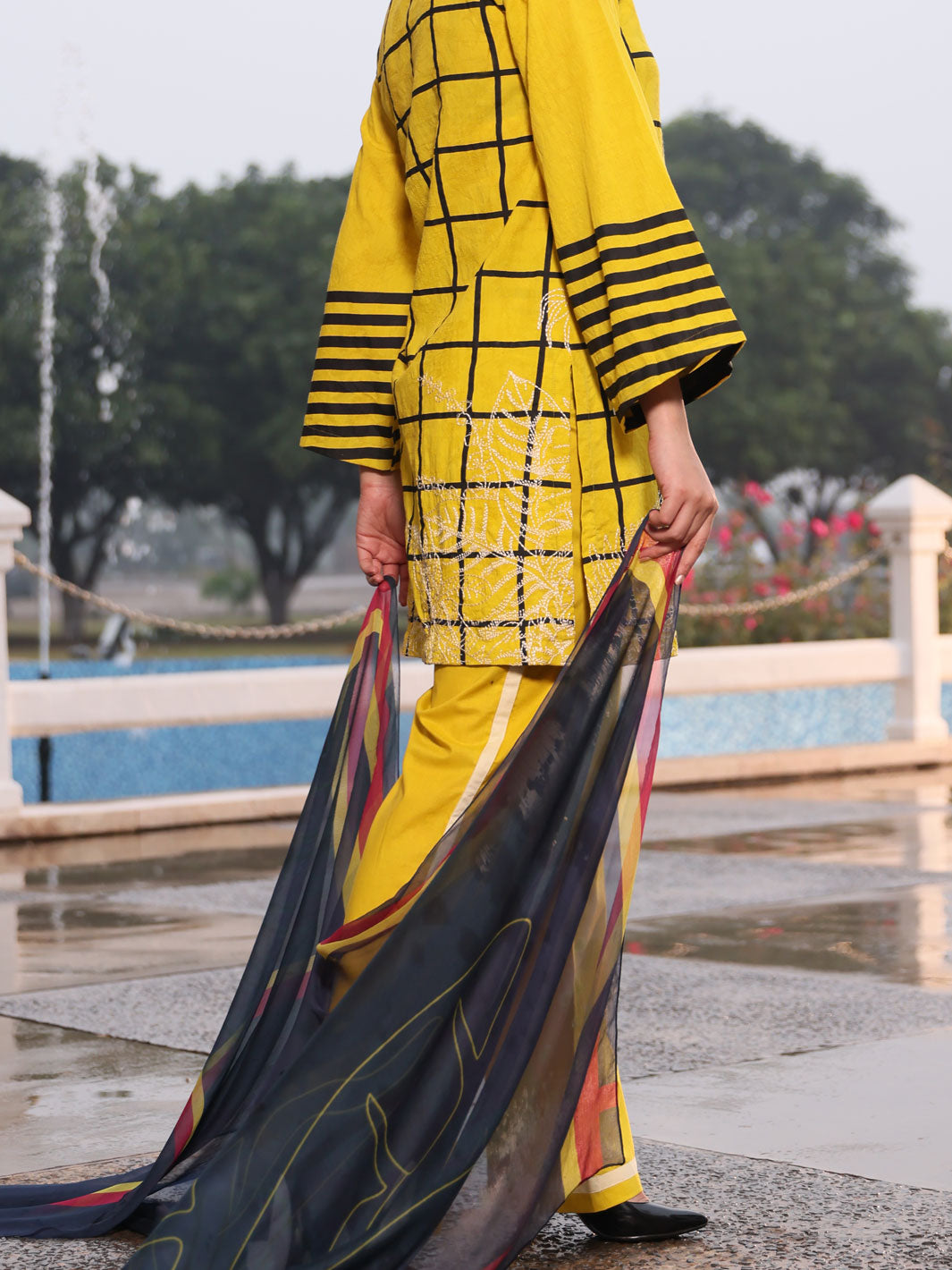 Yellow Jacquard 3 Piece Stitched - ALP-3PS-1035/S