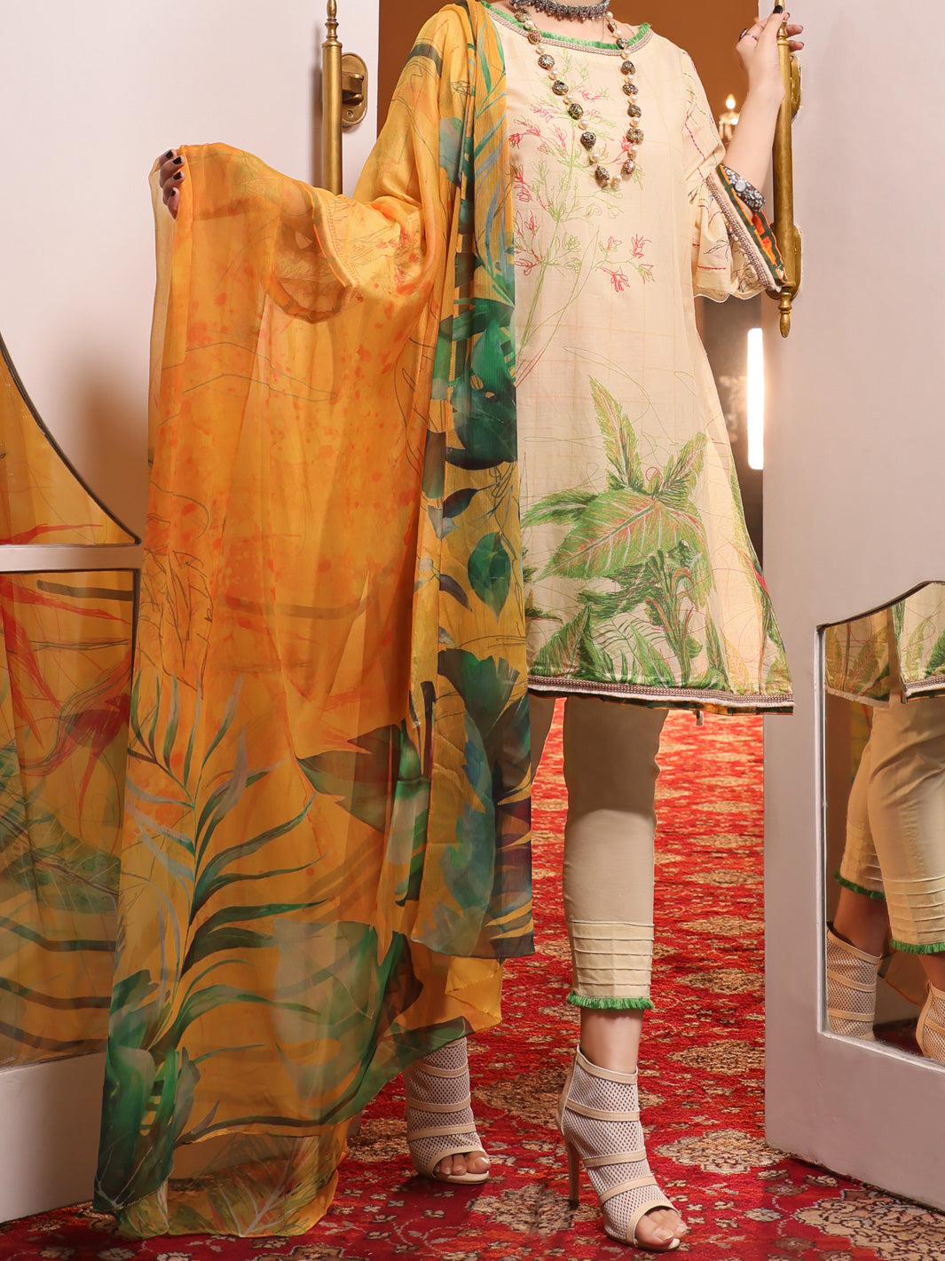 Cream Lawn 3 Piece Unstitched - ALP-3PS-1036