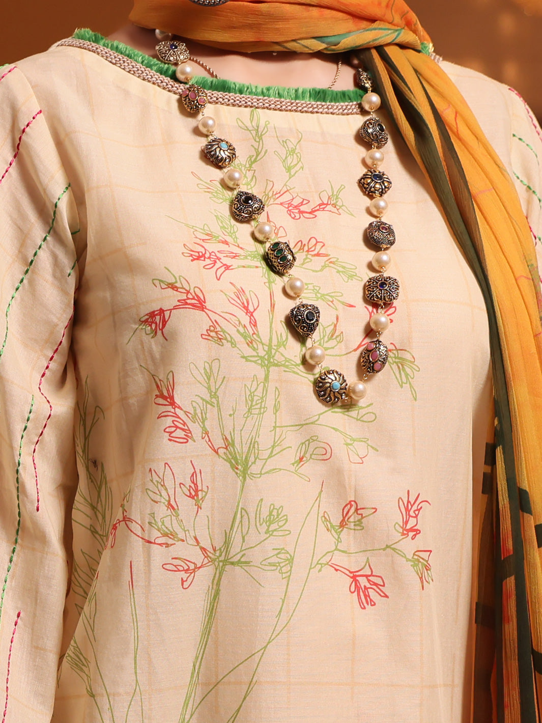 Cream Lawn 3 Piece Stitched - ALP-3PS-1036/S