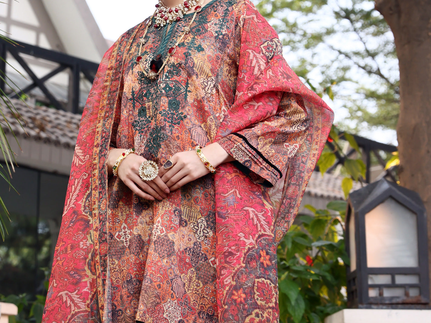 Rust Lawn 3 Piece Stitched - ALP-3PS-1047/S