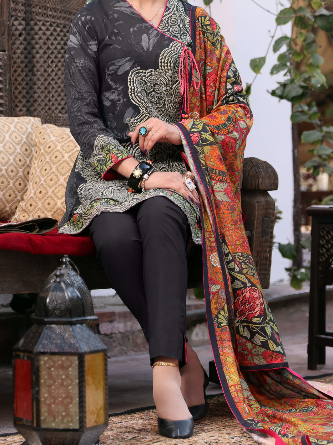 Black Lawn 3 Piece Stitched - ALP-3PS-1078/S