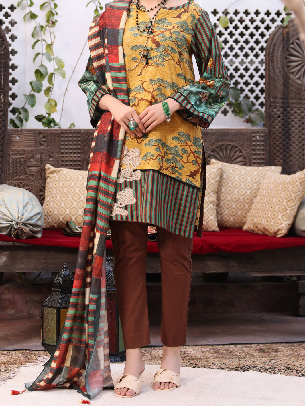 Mustard Lawn 3Pc Stitched - ALP-3PS-1079/S