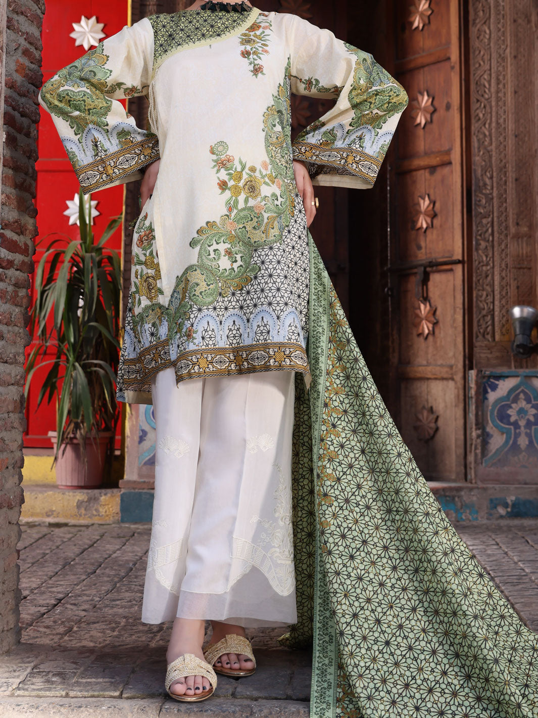 Off White Lawn 2 Piece Unstitched - ALP-2PS-1104