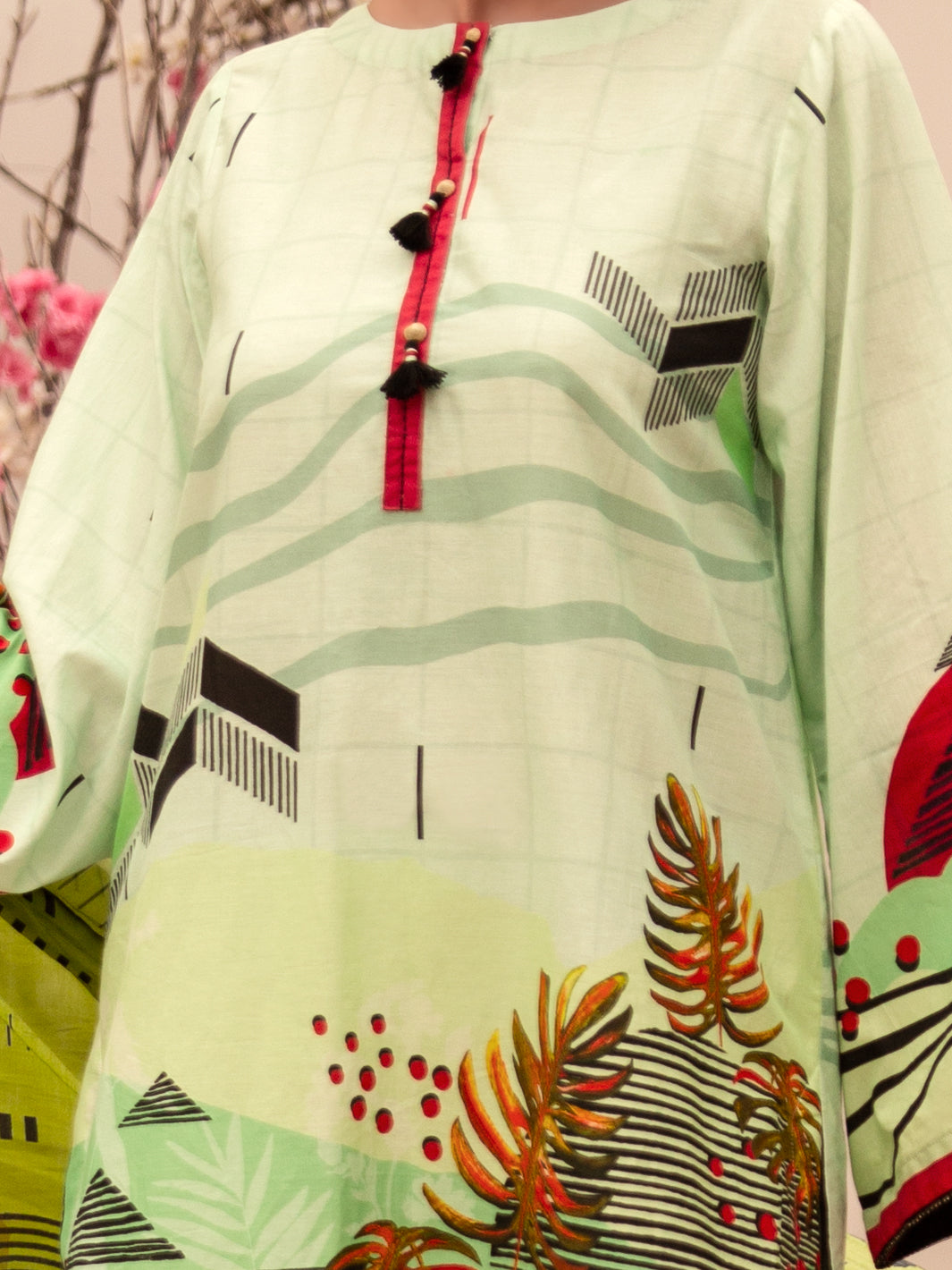 Sea Green Cambric 3Pc Unstitched - ALP-3PS-1184