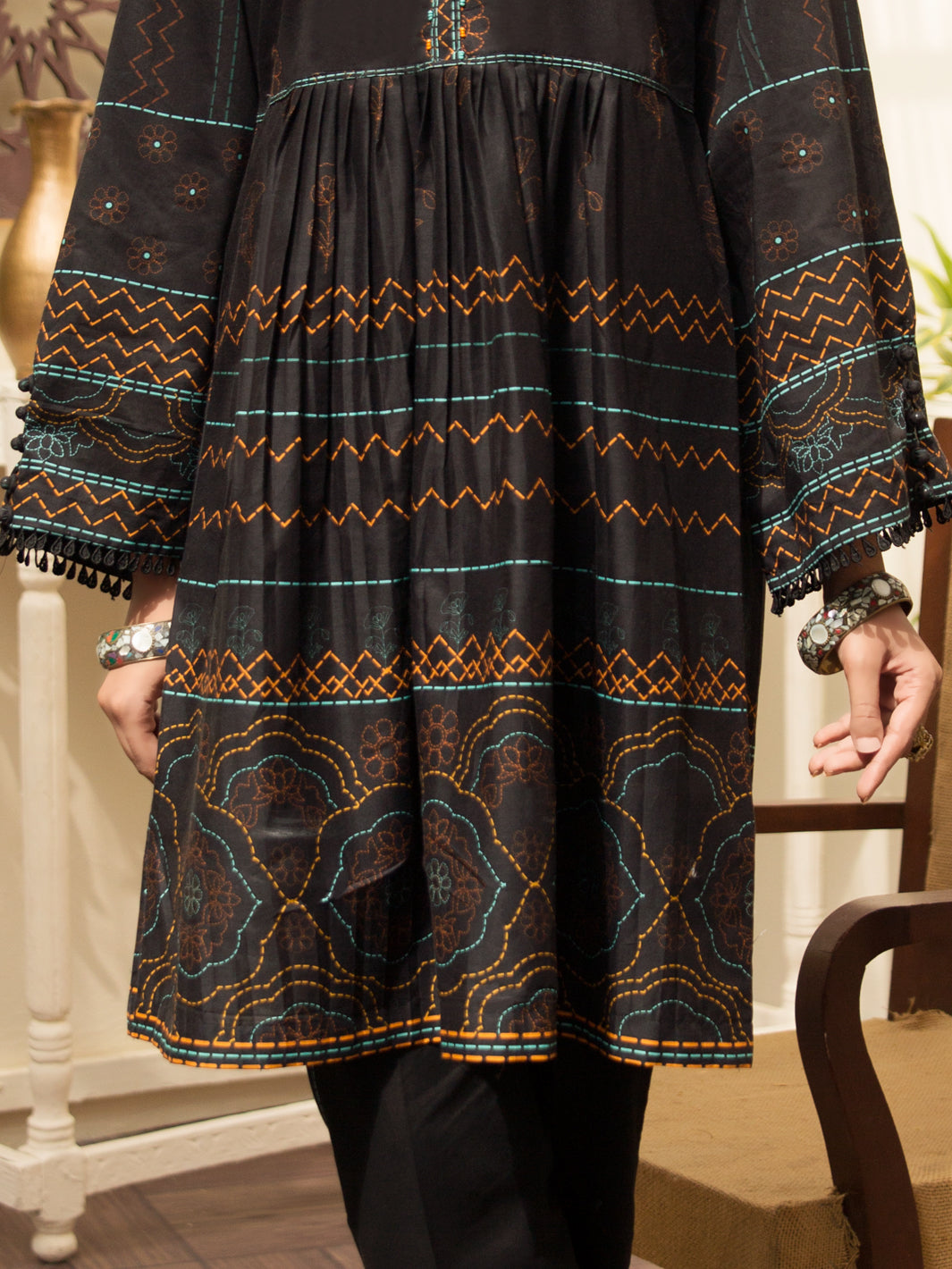 Black Cambric 2 Piece Unstitched - ALP-2PS-1214