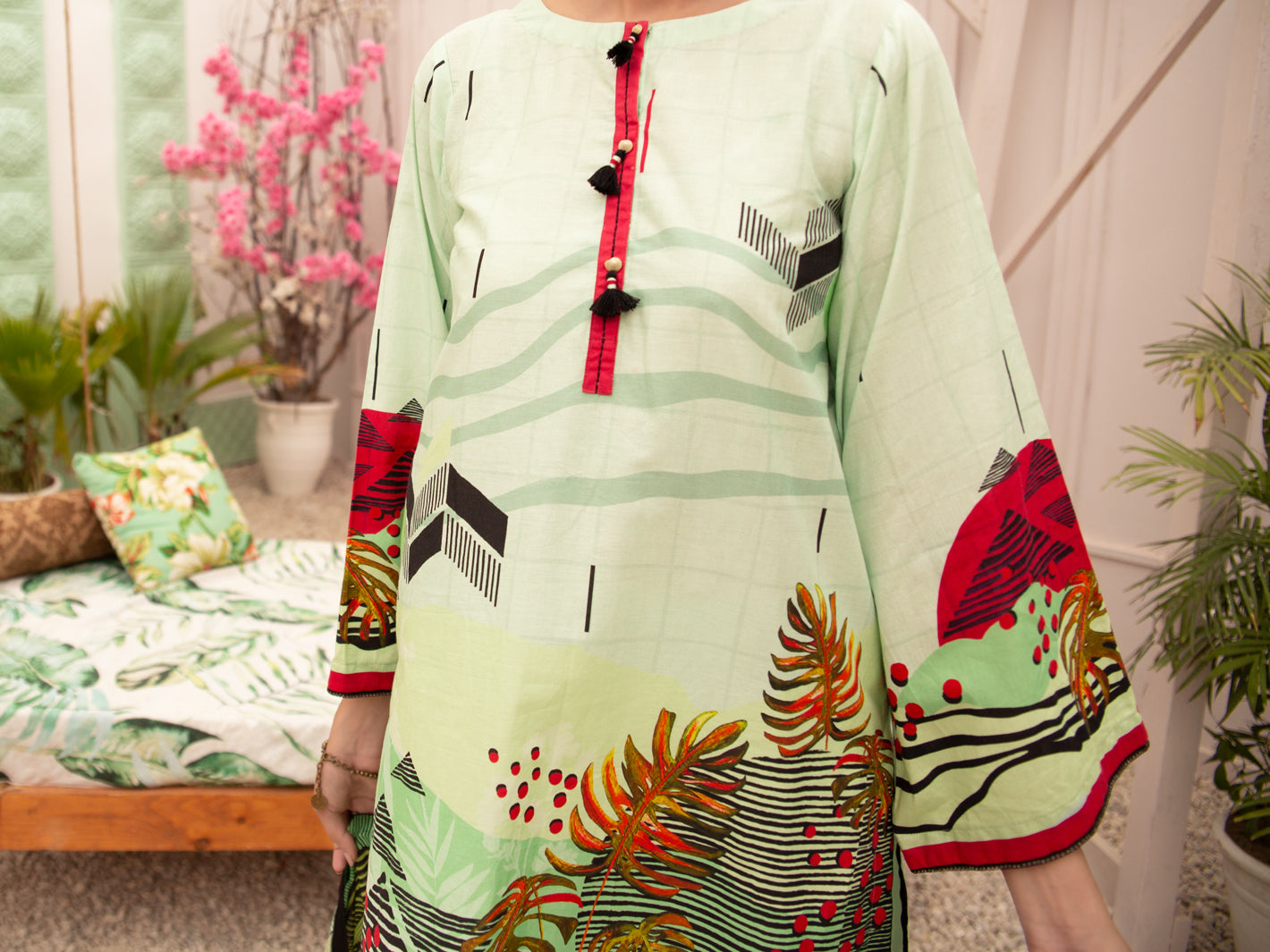 Sea Green Cambric 3Pc Unstitched - ALP-3PS-1184