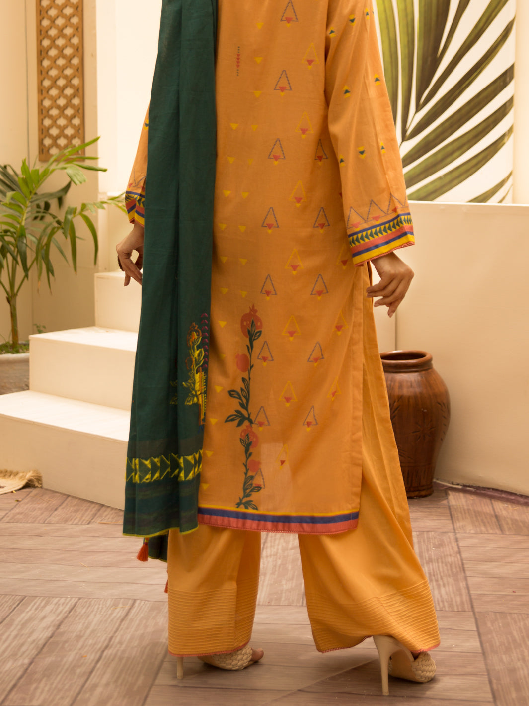 Mustard Jacquard 3 Piece Stitched - ALP-3PS-1159