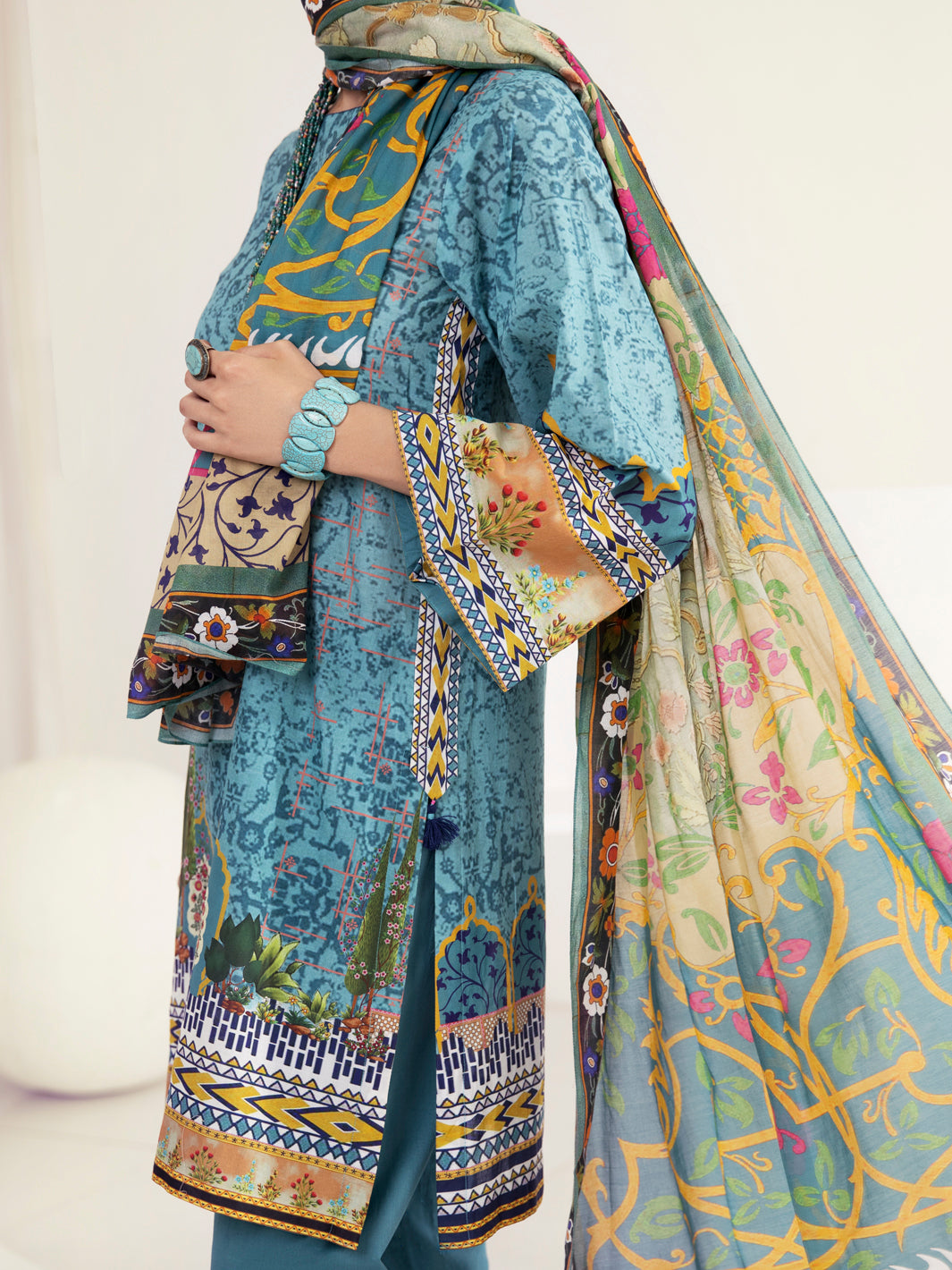 Teal Lawn 3 Piece Stitched - ALP-3PS-1239