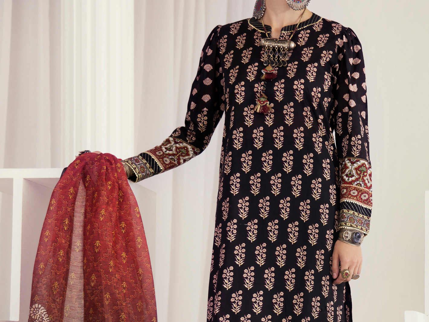 Black Lawn 3 Piece Unstitched - ALP-3PS-1243