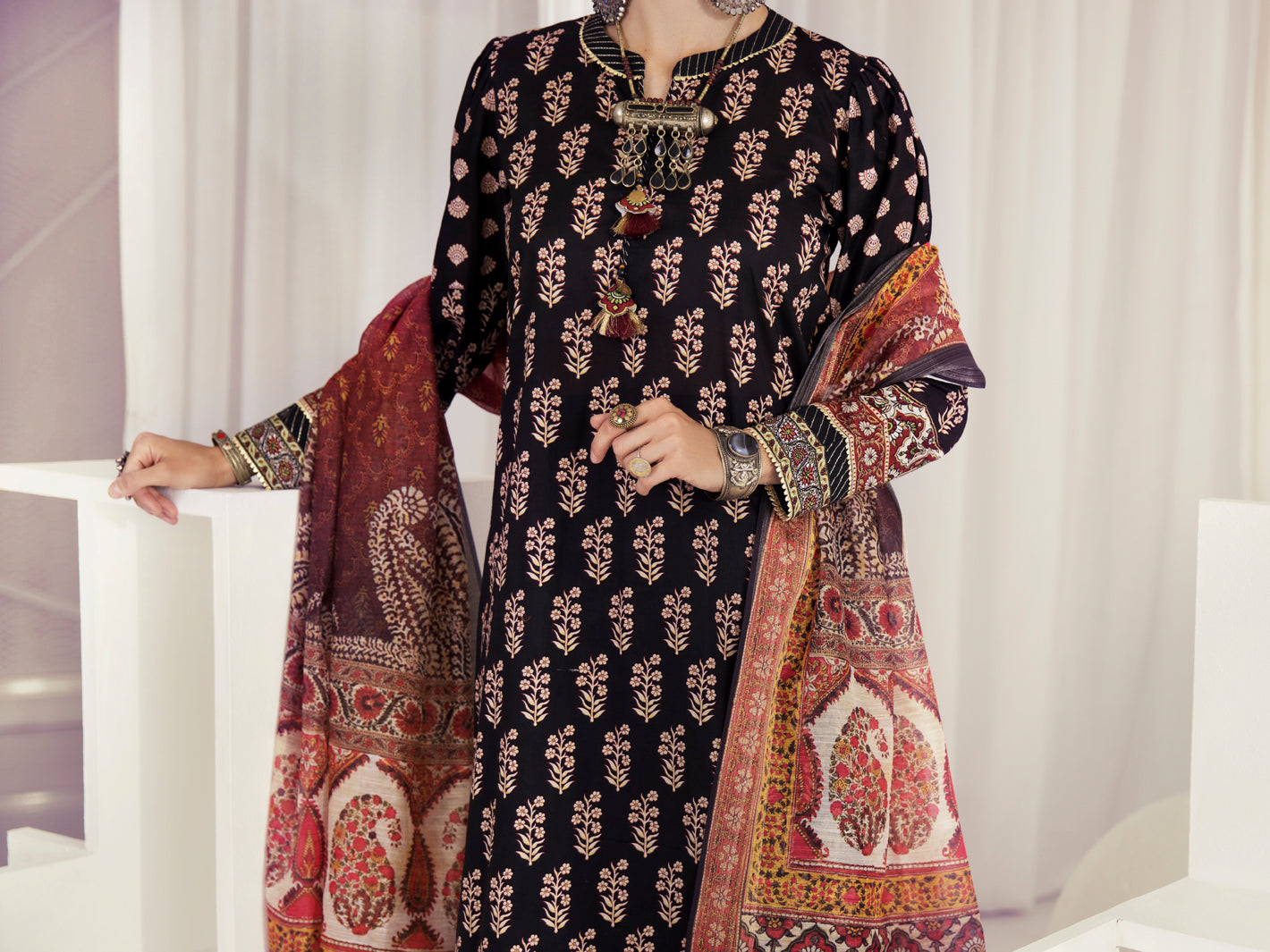 Black Lawn 3 Piece Unstitched - ALP-3PS-1243