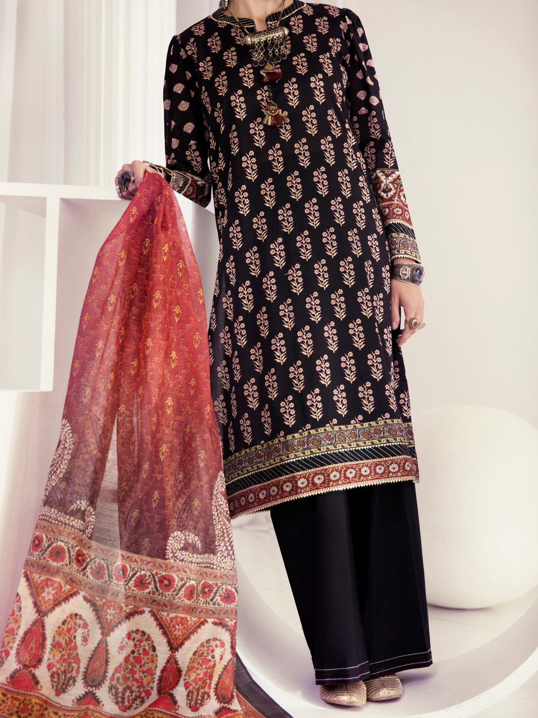 Black Lawn 3 Piece Unstitched - ALP-3PS-1243