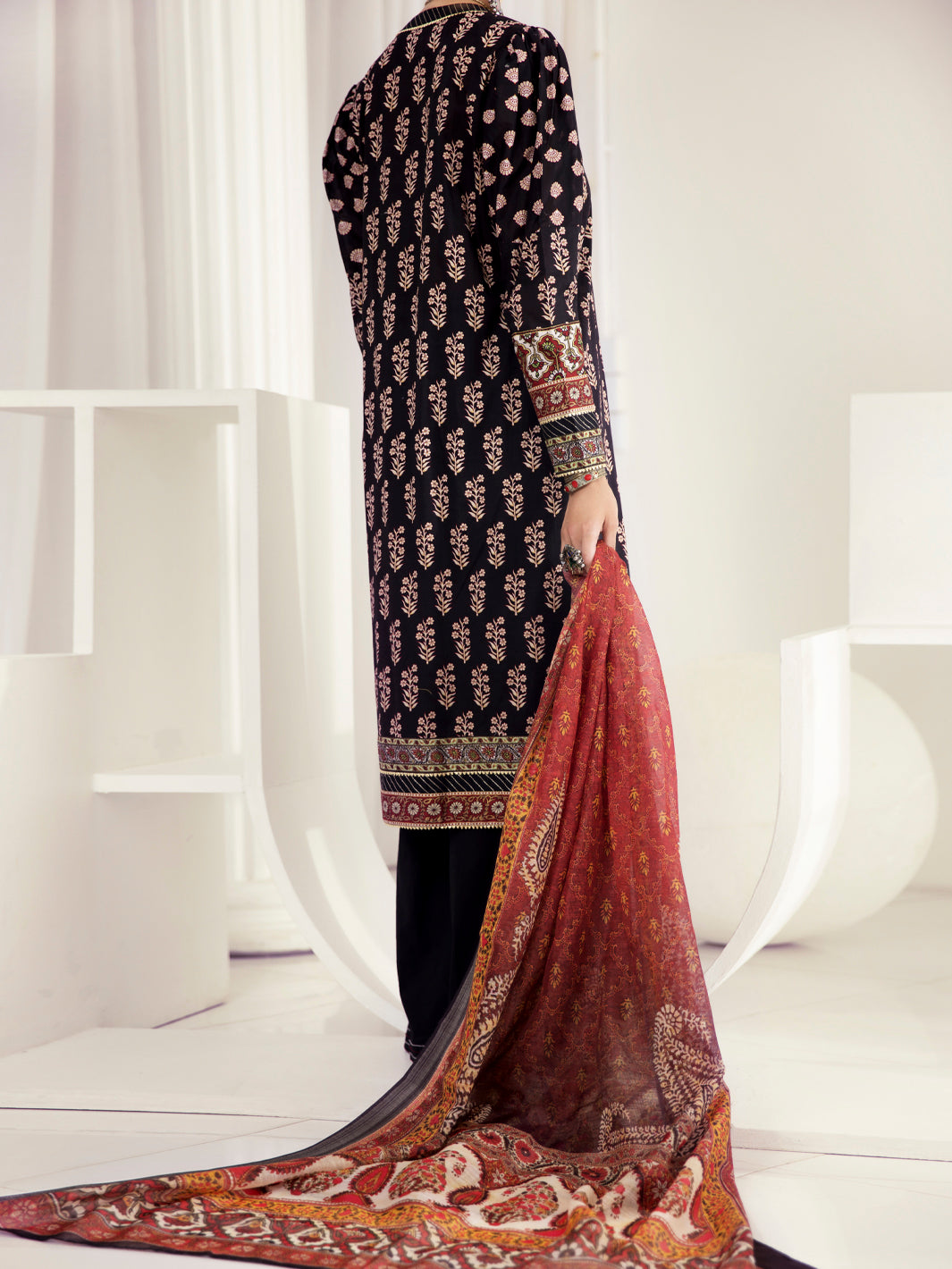 Black Lawn 3 Piece Unstitched - ALP-3PS-1243
