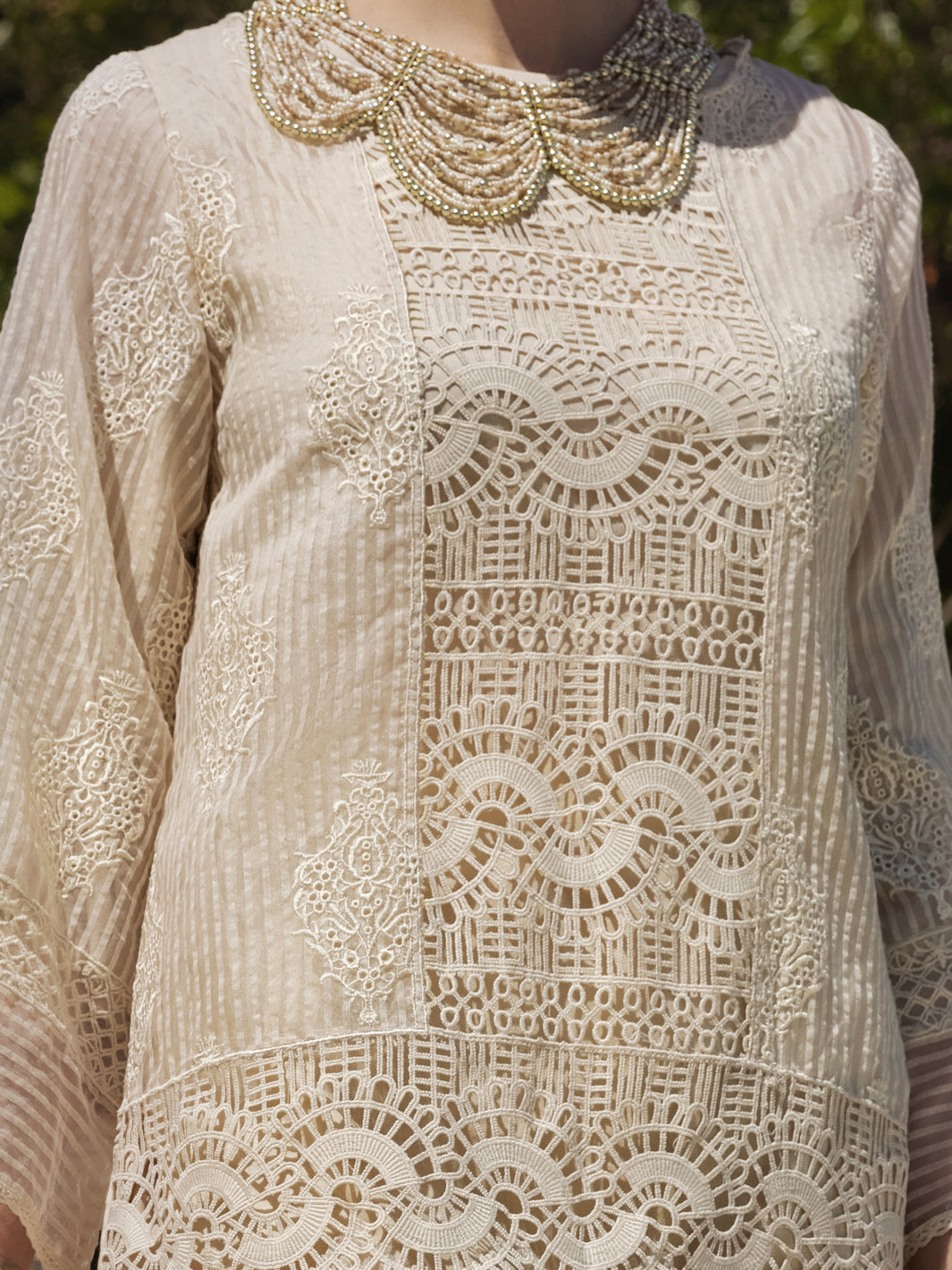 Off White Khaddi Net 3 Piece Unstitched - ALP-3PS-1270