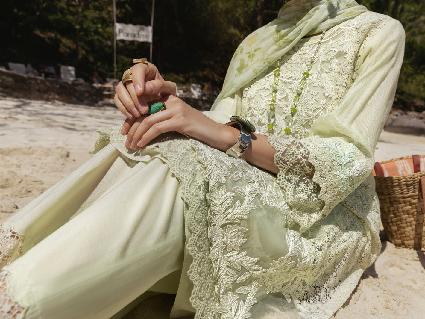 Pista Green Khaddi Net 3Pc Stitched - ALP-3PS-1271