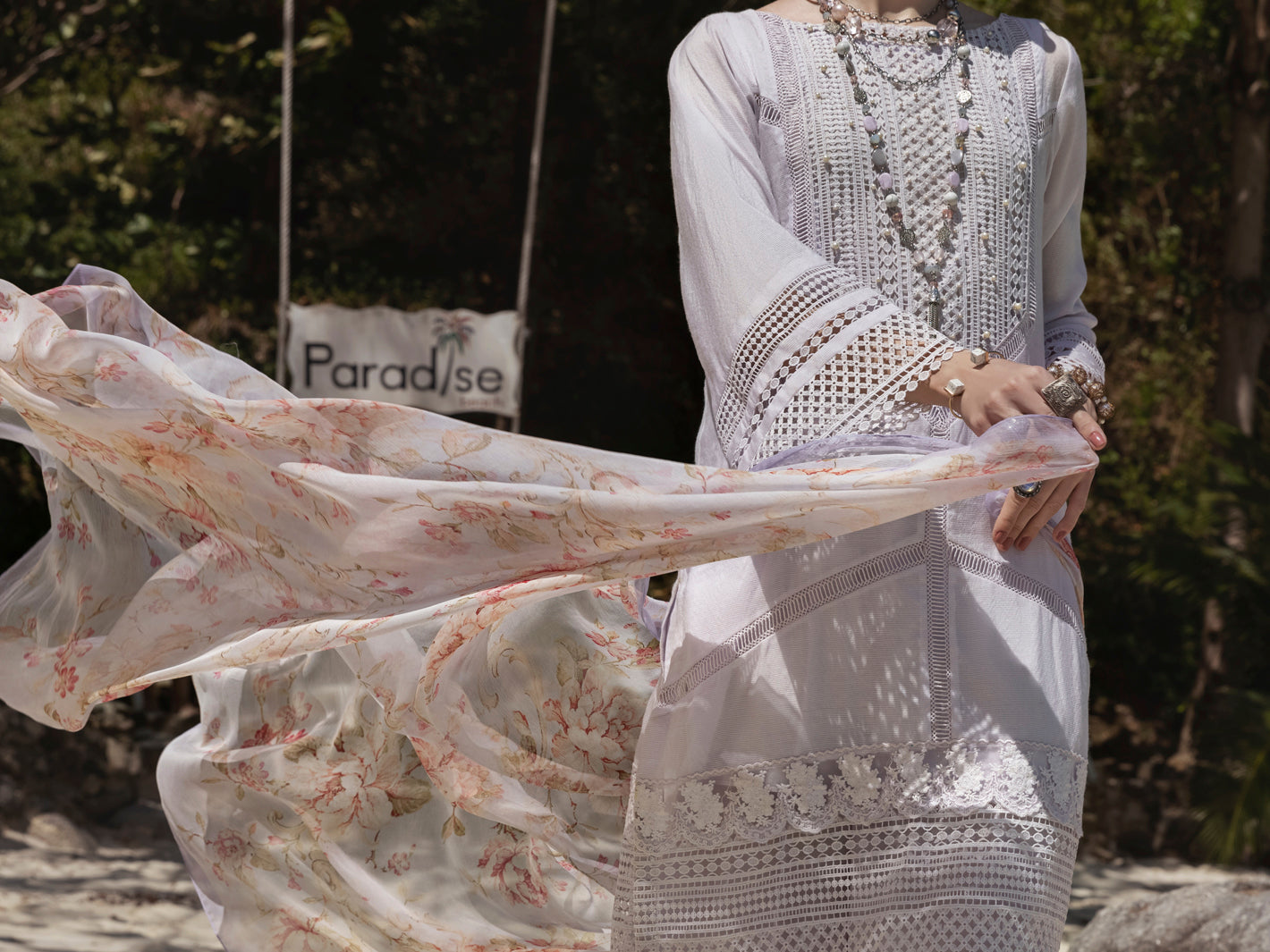Light Purple Khaddi Net 3 Piece Unstitched - ALP-3PS-1272