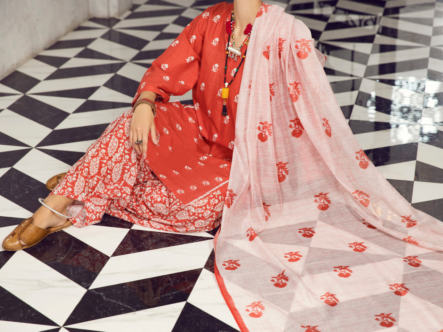 Red Lawn 3 Piece Unstitched - ALP-3PS-1294