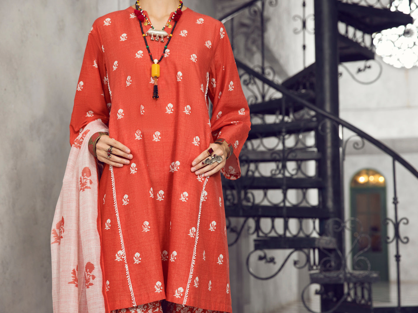 Red Lawn 3 Piece Unstitched - ALP-3PS-1294