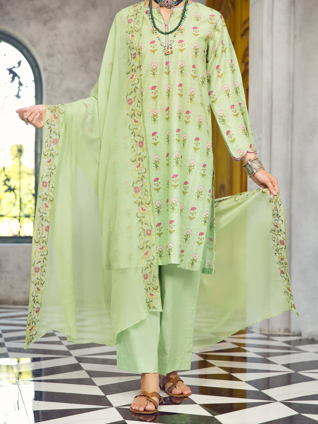 Green Lawn 3 Piece Stitched - ALP-3PS-1295