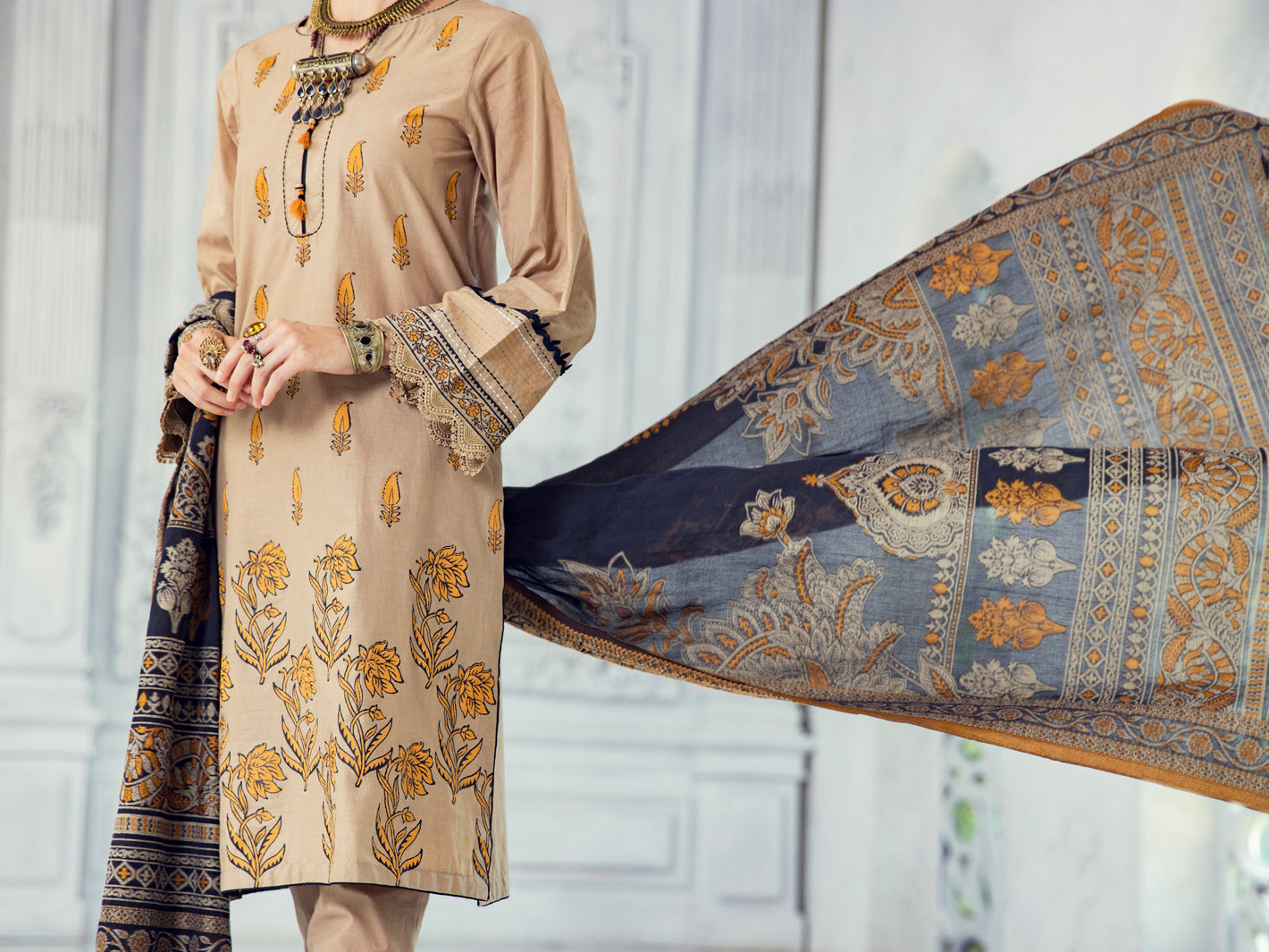 Beige Lawn 3 Piece Unstitched - ALP-3PS-1306