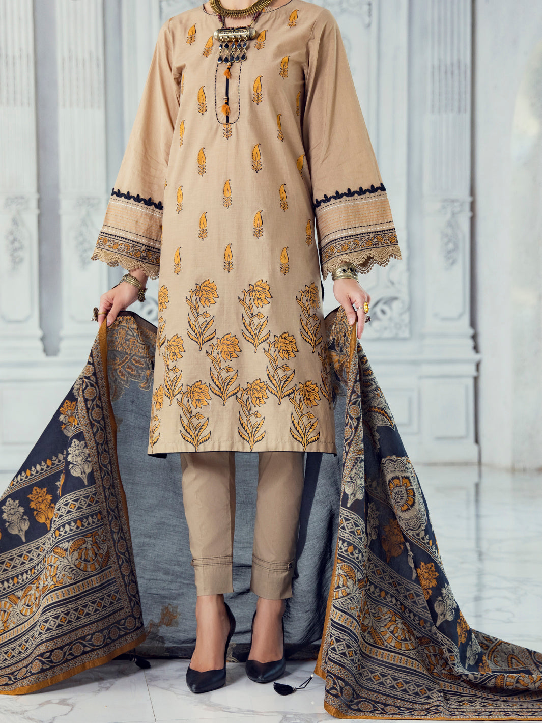 Beige Lawn 3 Piece Unstitched - ALP-3PS-1306