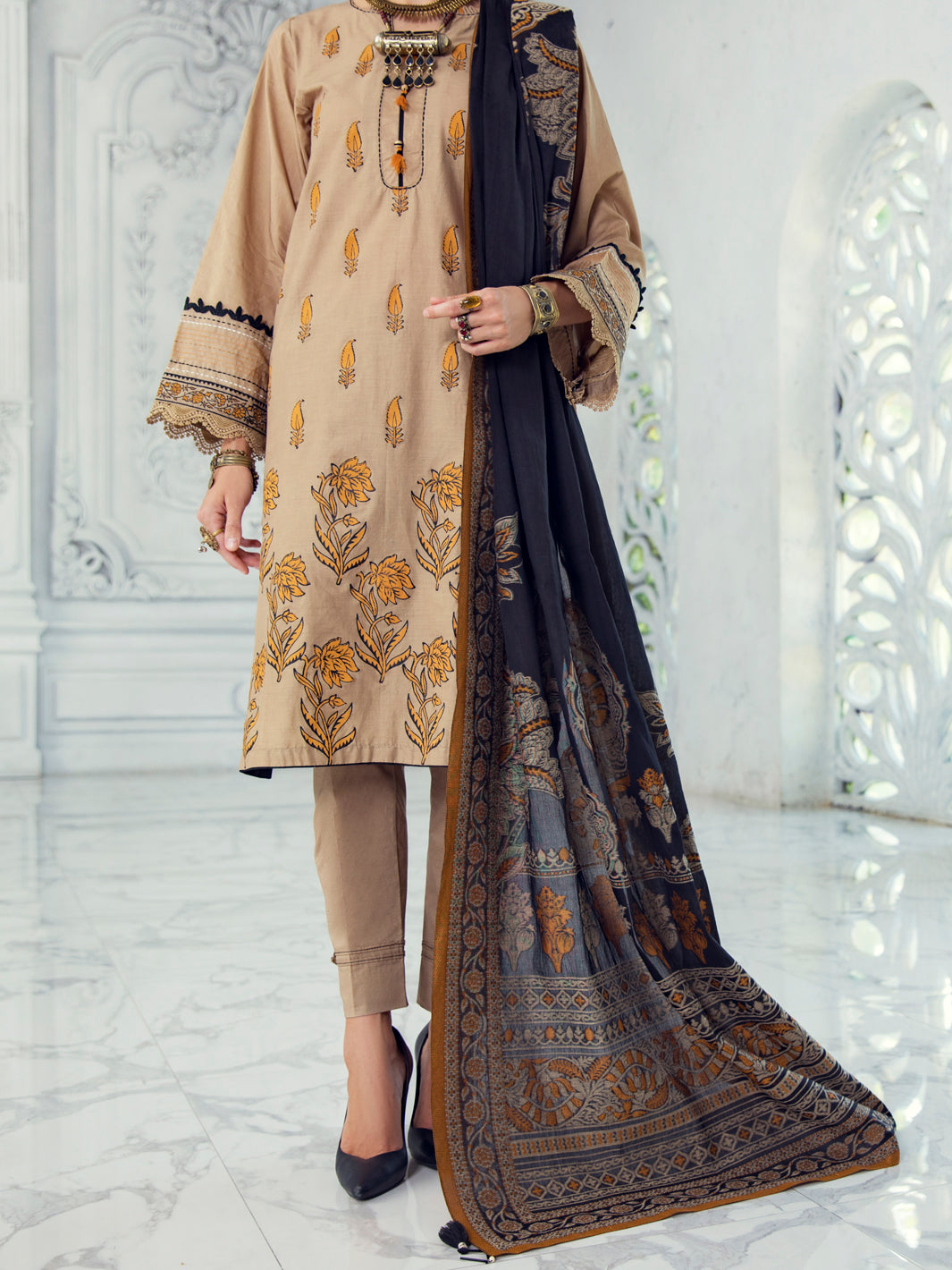 Beige Lawn 3 Piece Unstitched - ALP-3PS-1306