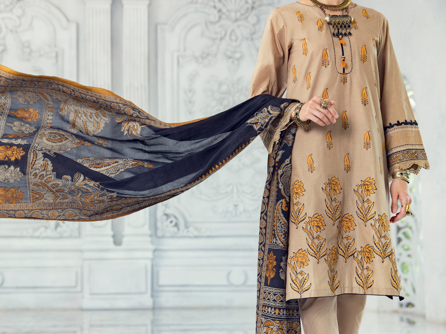 Beige Lawn 3 Piece Unstitched - ALP-3PS-1306