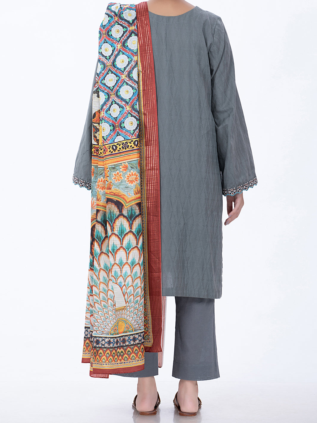 Grey Jacquard 3Pc Unstitched - ALP-3PS-1315