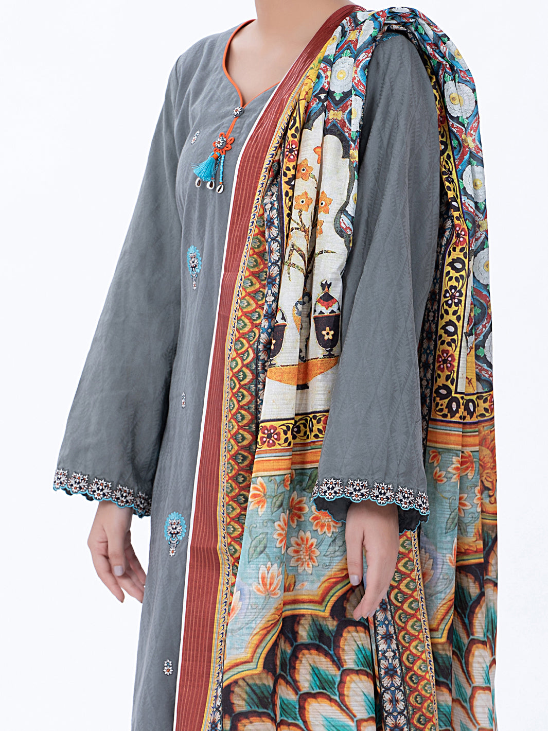 Grey Jacquard 3Pc Unstitched - ALP-3PS-1315
