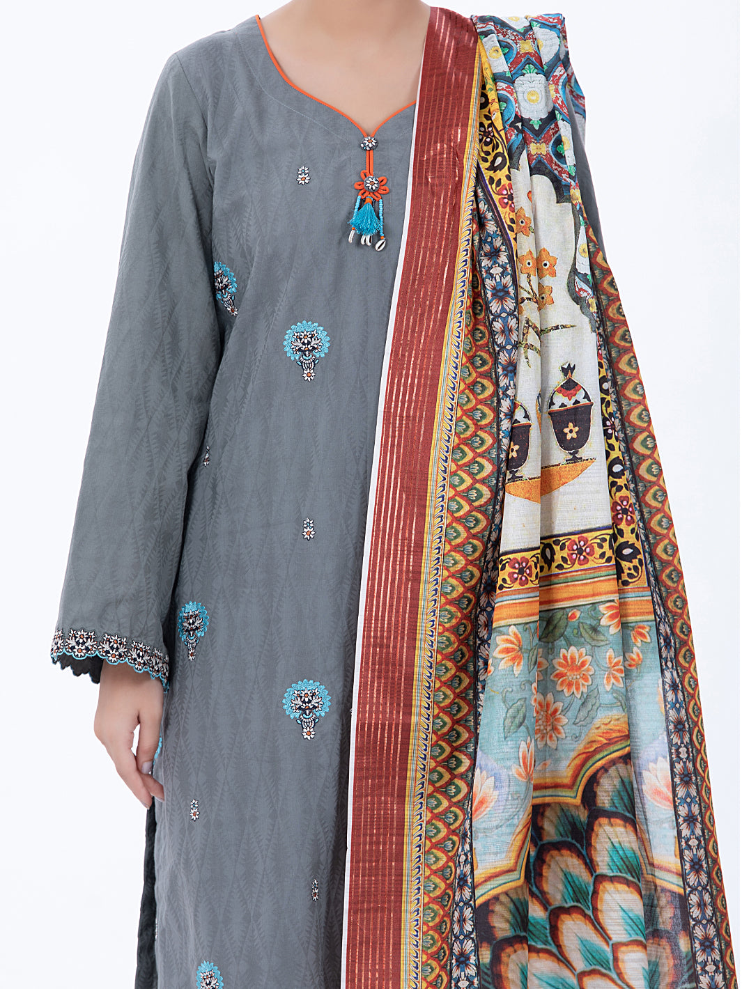 Grey Jacquard 3Pc Unstitched - ALP-3PS-1315