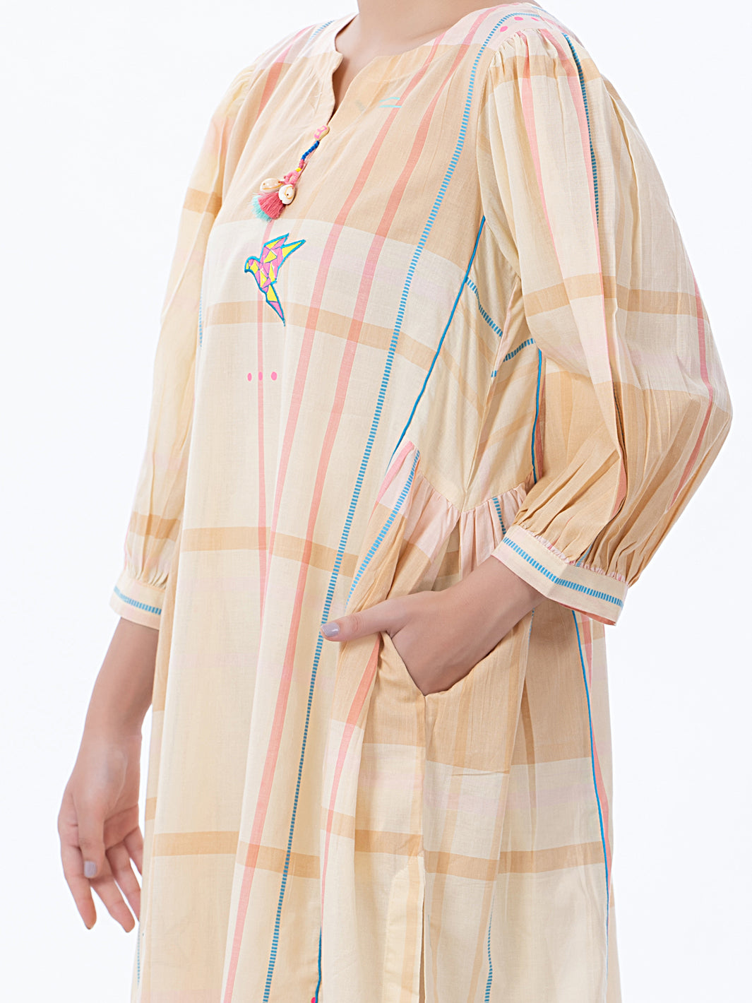 Cream Yarn-Dyed Tunic - ALP-LK-1369