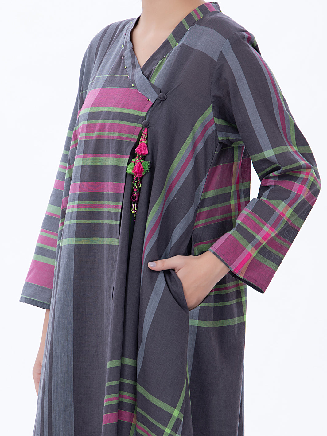 Dark Grey Yarn-Dyed Tunic - ALP-LK-1370