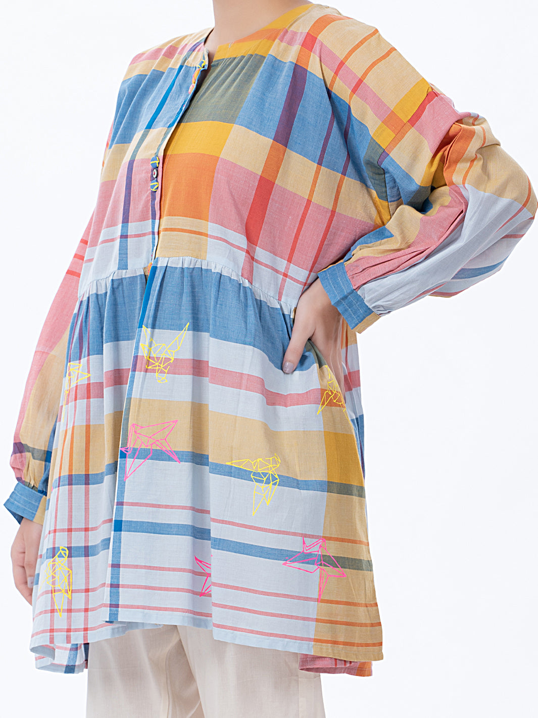Light Grey Yarn-Dyed Tunic - ALP-LK-1373