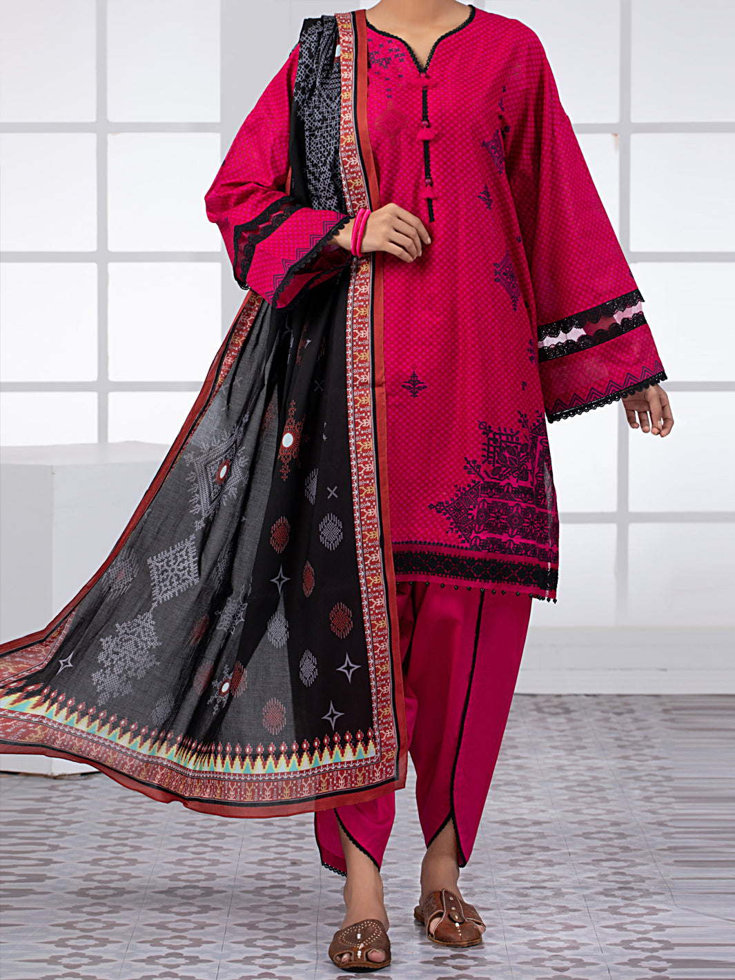 Red 2Pc Unstitched - ALP-2PS-1453A