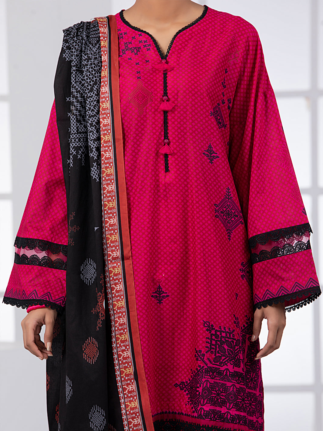 Red 2Pc Unstitched - ALP-2PS-1453A
