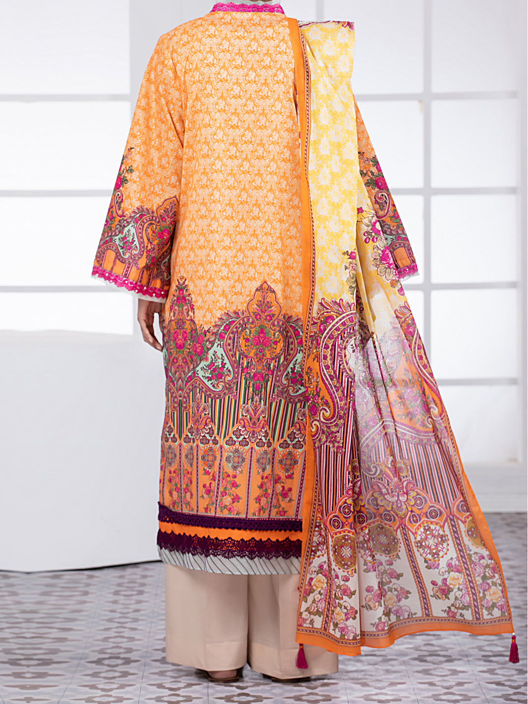 Orange Lawn 3Pc Unstitched - ALP-3PS-1475