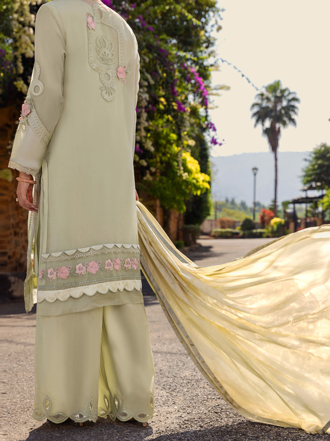 Pista Green Organza 3 Piece Unstitched - ALP-3PS-1534
