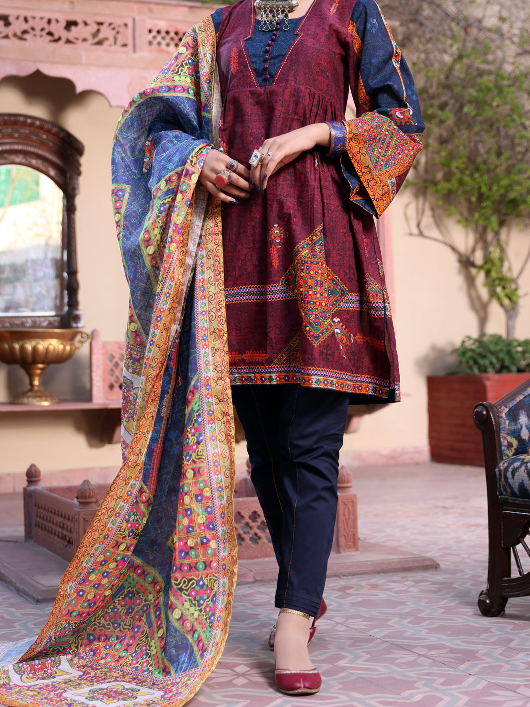 Maroon Lawn 3 Piece Unstitched - ALP-3PS-1122