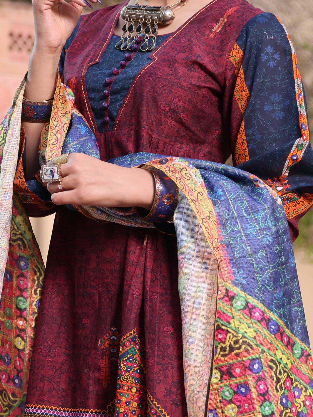 Maroon Lawn 3Pc Stitched - ALP-3PS-1122