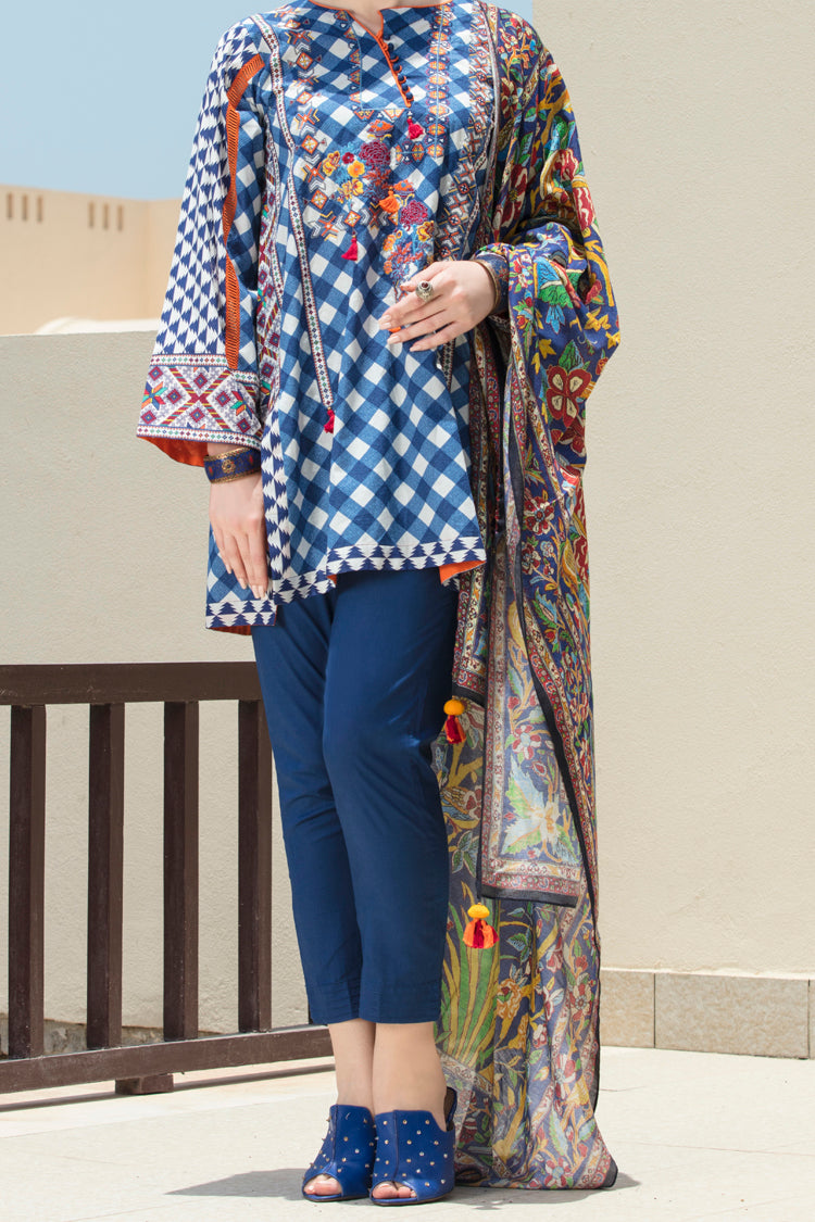 Blue 3 Piece Stitched - ALP-3PS-573