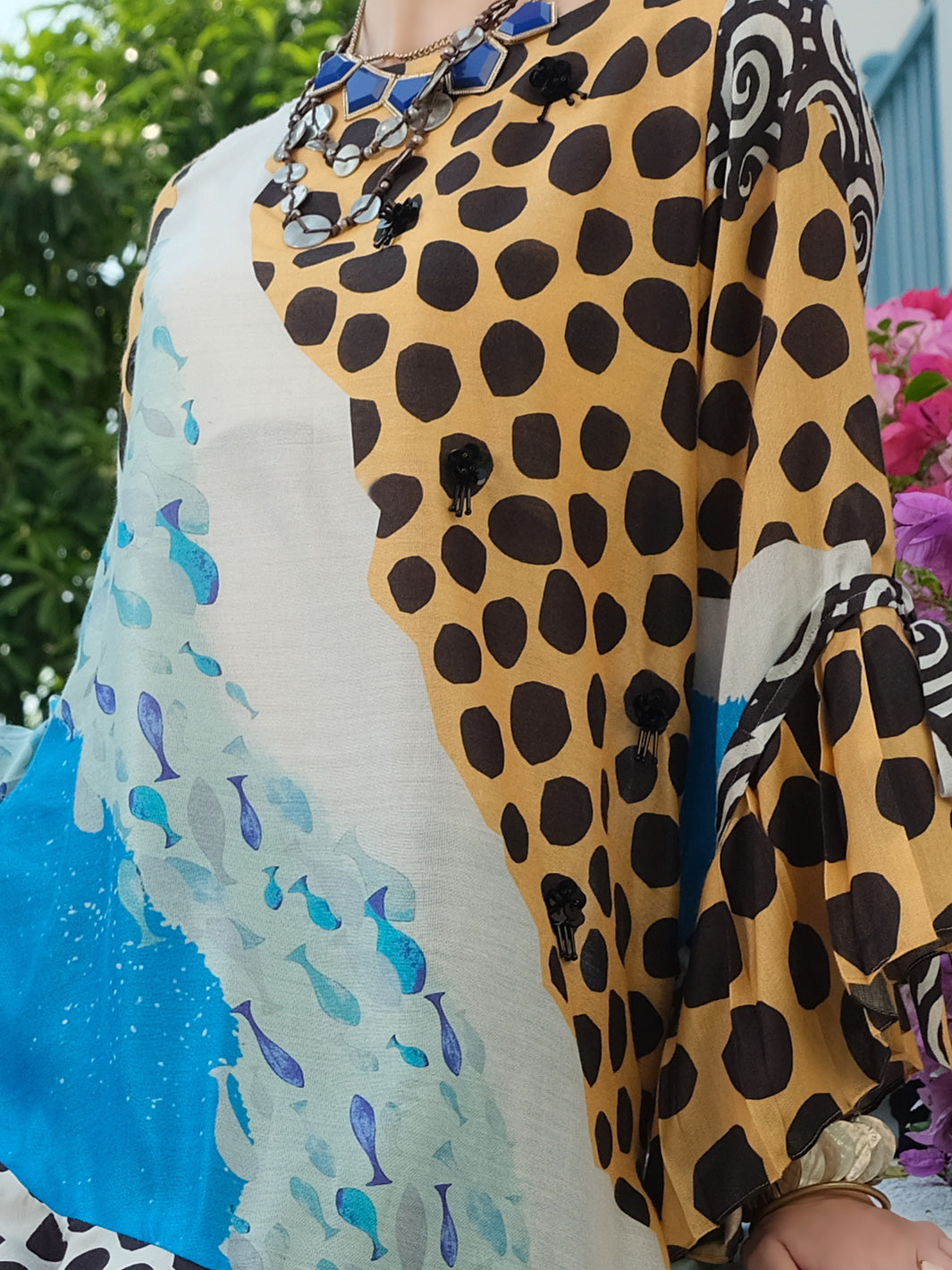 Blue Viscose Net 3Pc Stitched - ALP-3PS-841