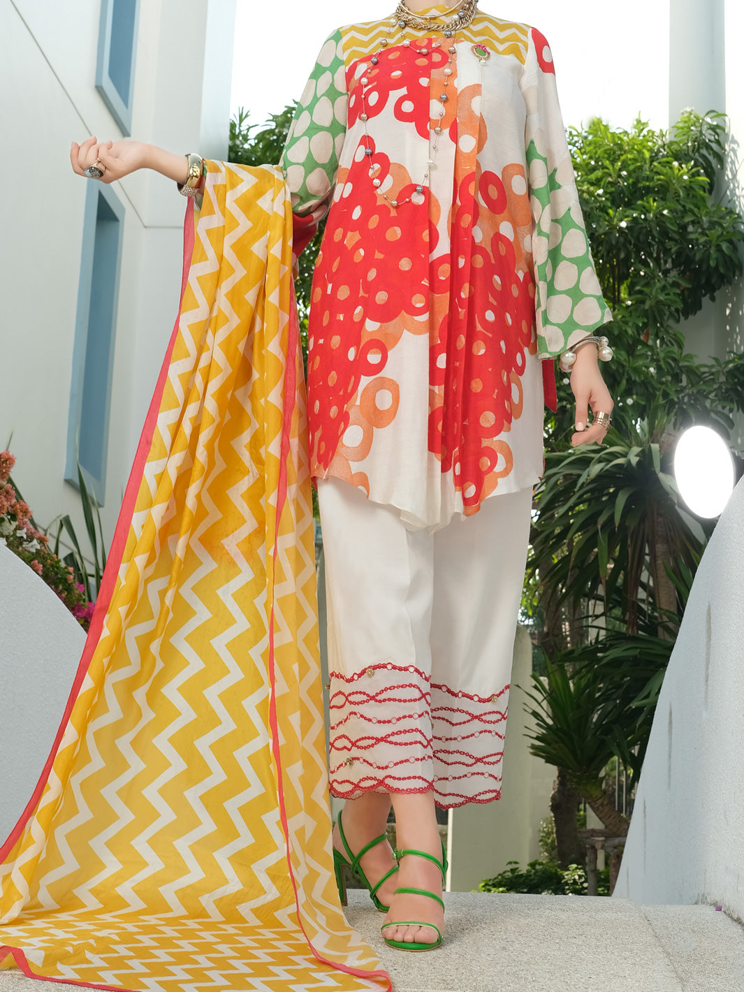 Red 3 Piece Unstitched - ALP-3PS-842