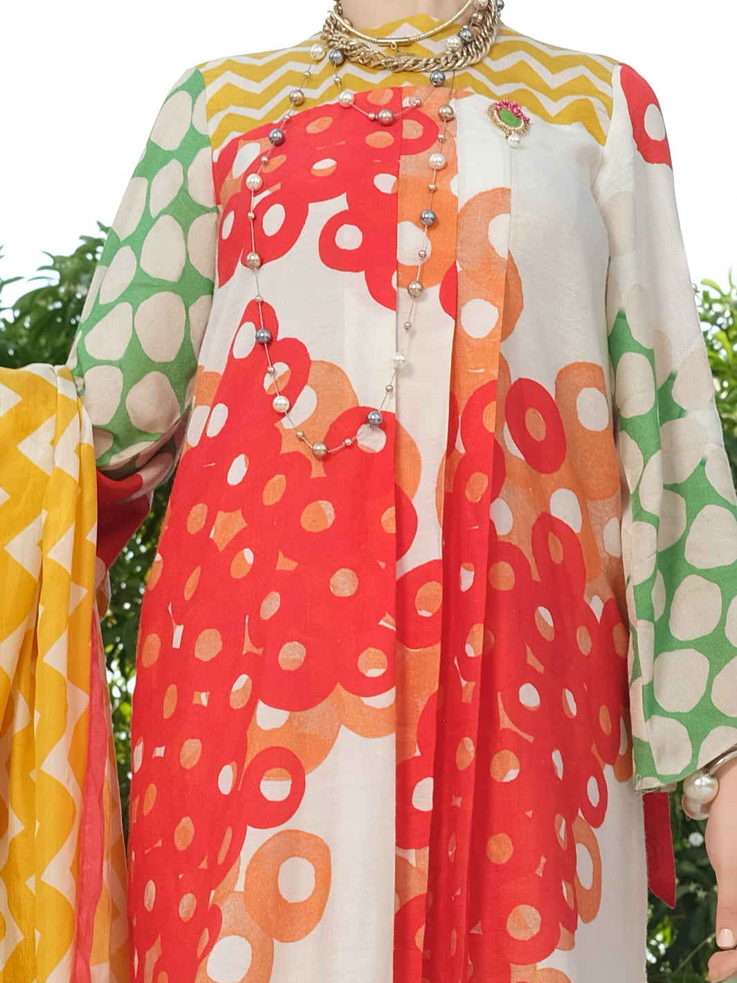 Red Viscose Net 3Pc Stitched - ALP-3PS-842