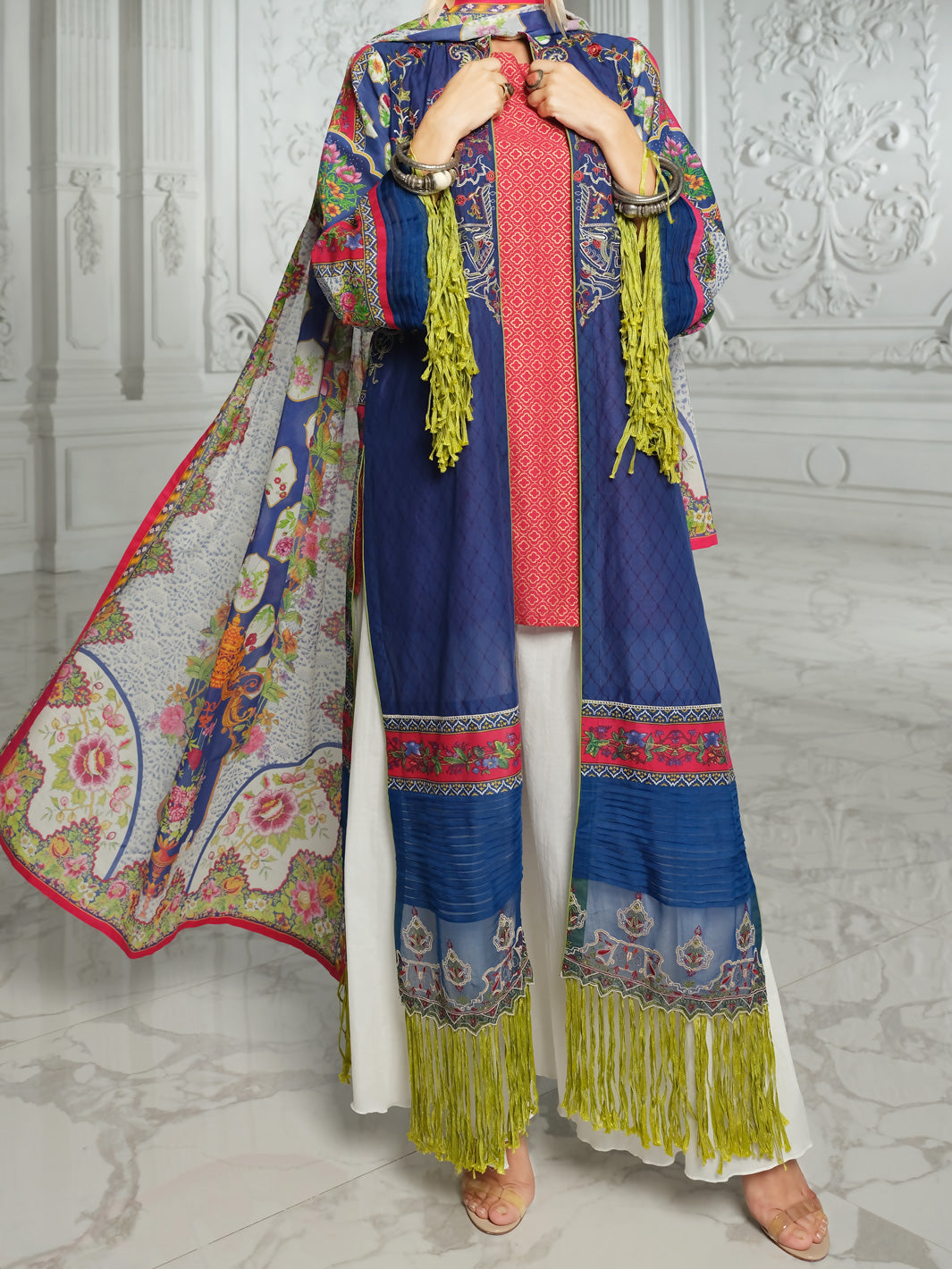 Blue 3Pc Unstitched - ALP-3PS-853