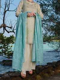 Green 3Pc Unstitched - ALP-3PS-856