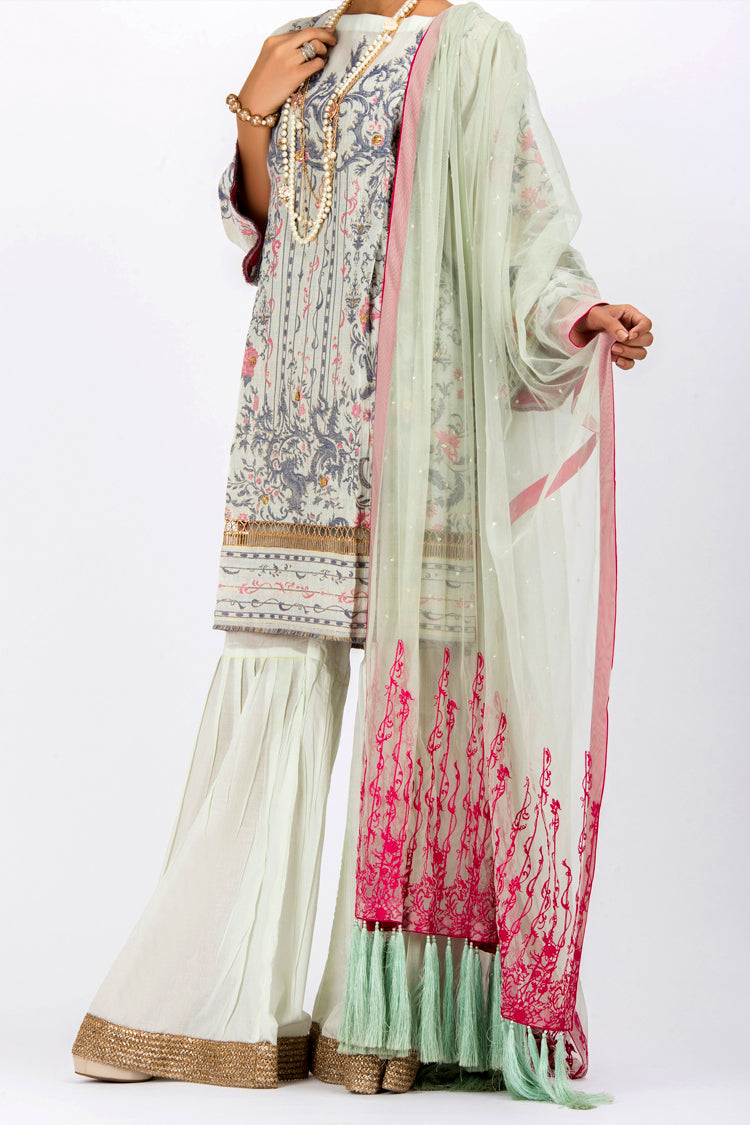Off White Jacquard 3Pc Stitched - ALP-534