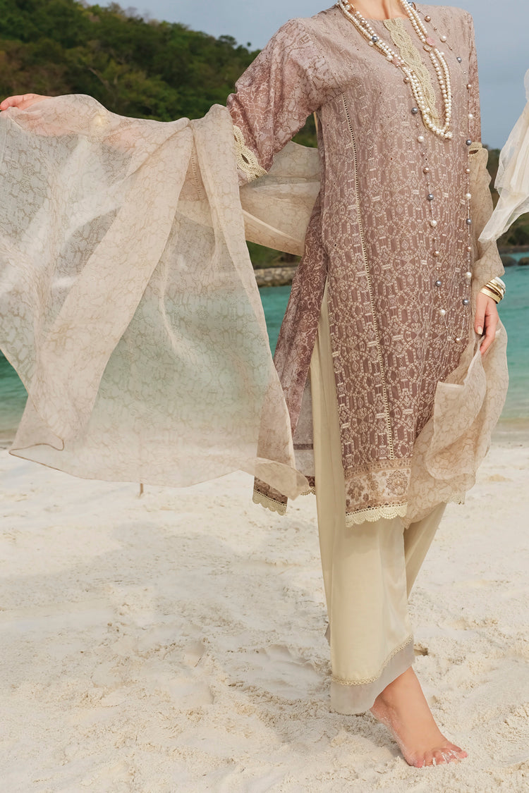 Brown Lawn 3Pc Stitched - ALP-633