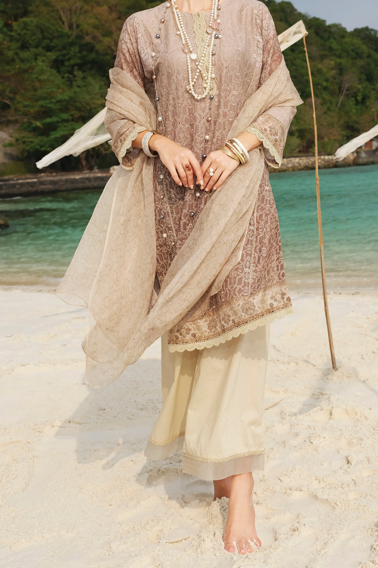 Brown Lawn 3Pc Stitched - ALP-633