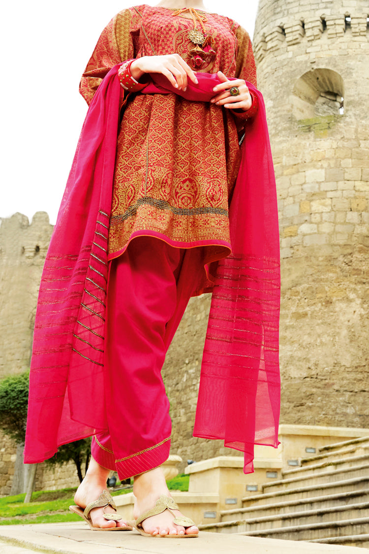 Red Lawn 3Pc Unstitched - ALP-671