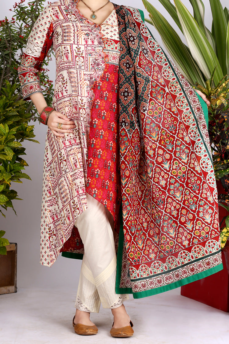 Off White Lawn 3Pc Stitched - ALP-700